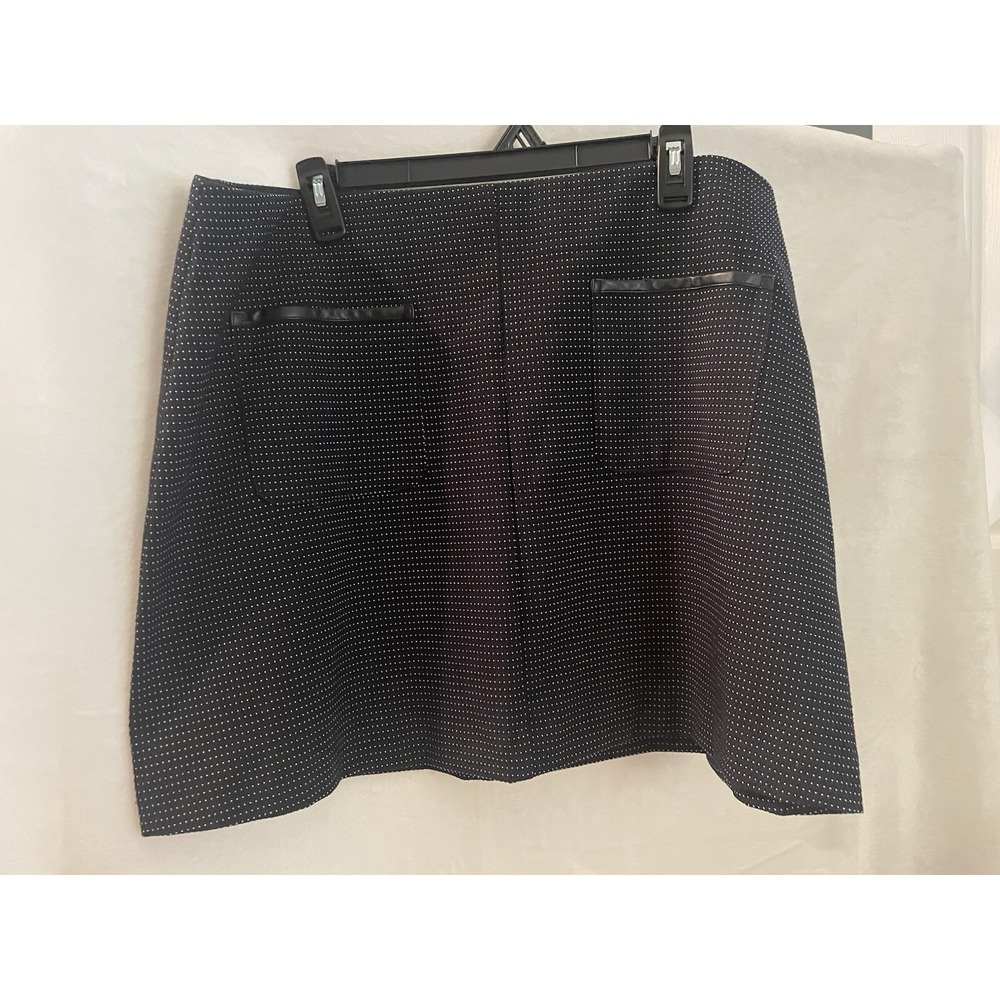 Elle Mini Skirt‎ Elastic waist textured black with small white polka dots XL